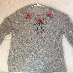 Zara Gray sweater with floral print